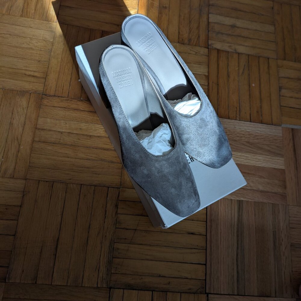 Maryam Nassir Zadeh Grey Shade Square-toe mule